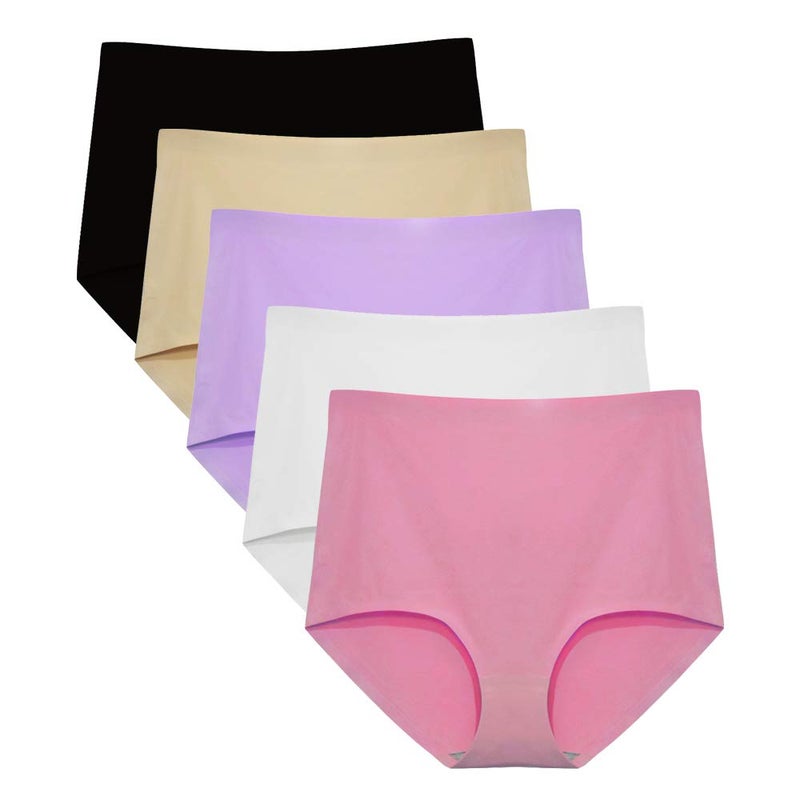 FallSweet No Show High Waist Briefs Underwear for Women Seamless Panties,Pack of 5 (Color2, XXL) - Image 1